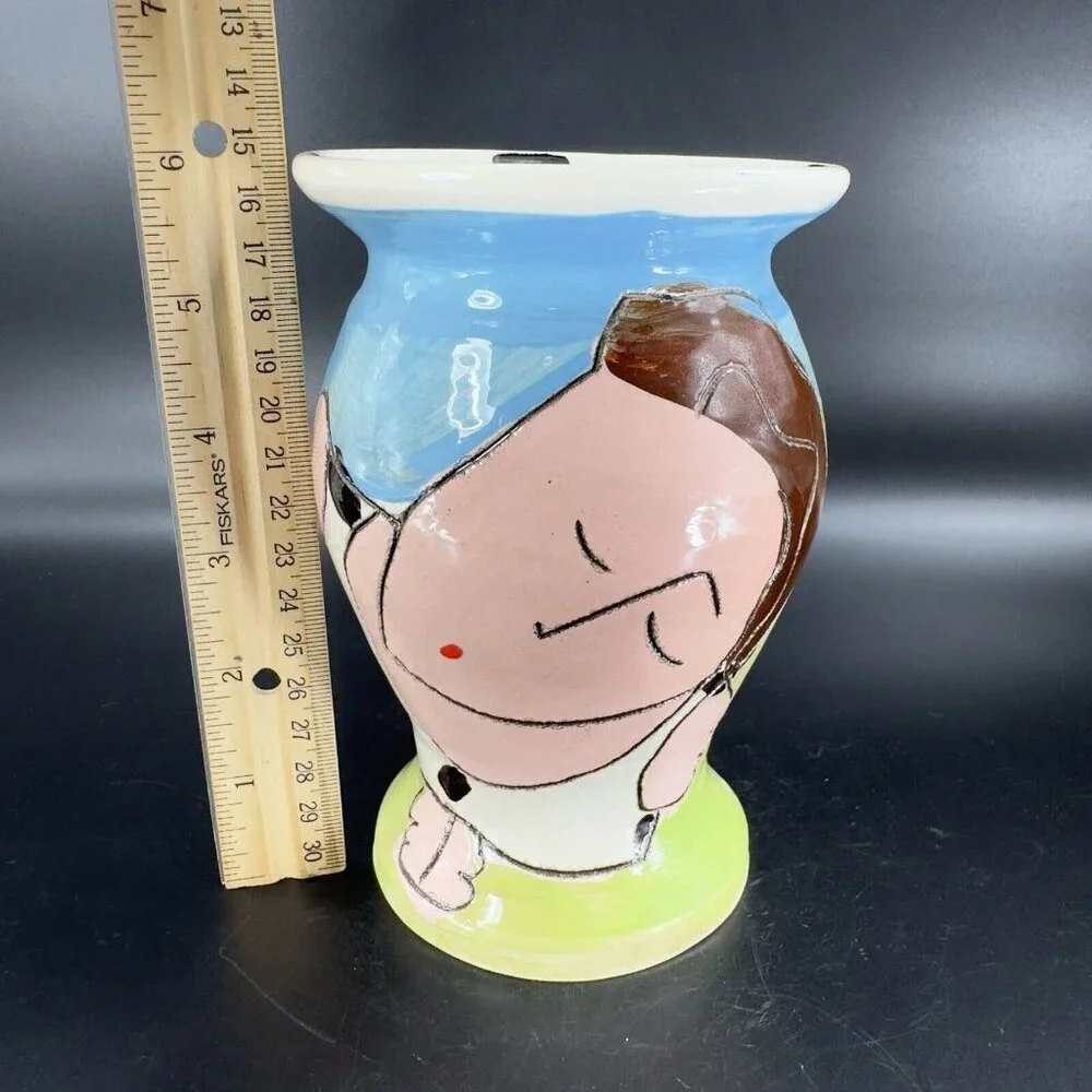 Sandra Magsamen Art Pottery Vase‎ Laugh Out Loud and Laugh Often Artist Signed